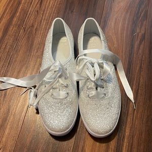 Keds+Kate Spade White Glitter NWT